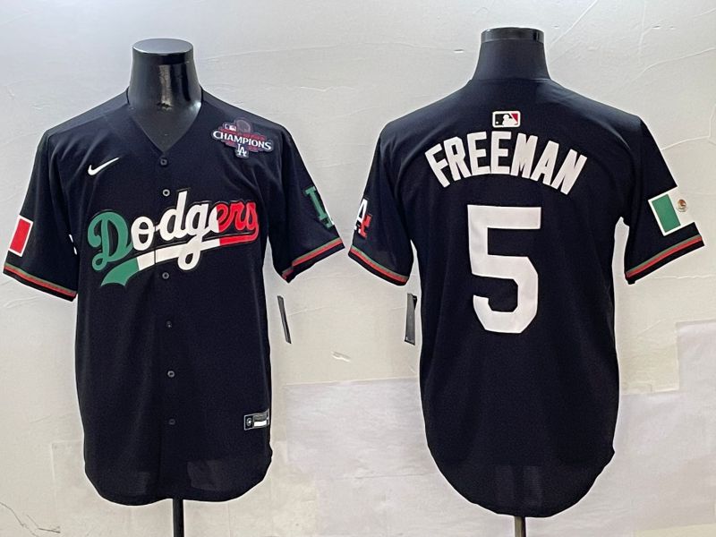 Men Los Angeles Dodgers #5 Freeman Black Mexico Nike 2025 MLB Jersey style 6
